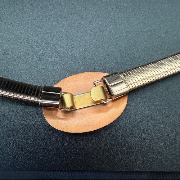 Vintage Gold-Tone Women's Snake Chain Belt with Copper Mod Circle Accent 24in - Picture 5 of 11